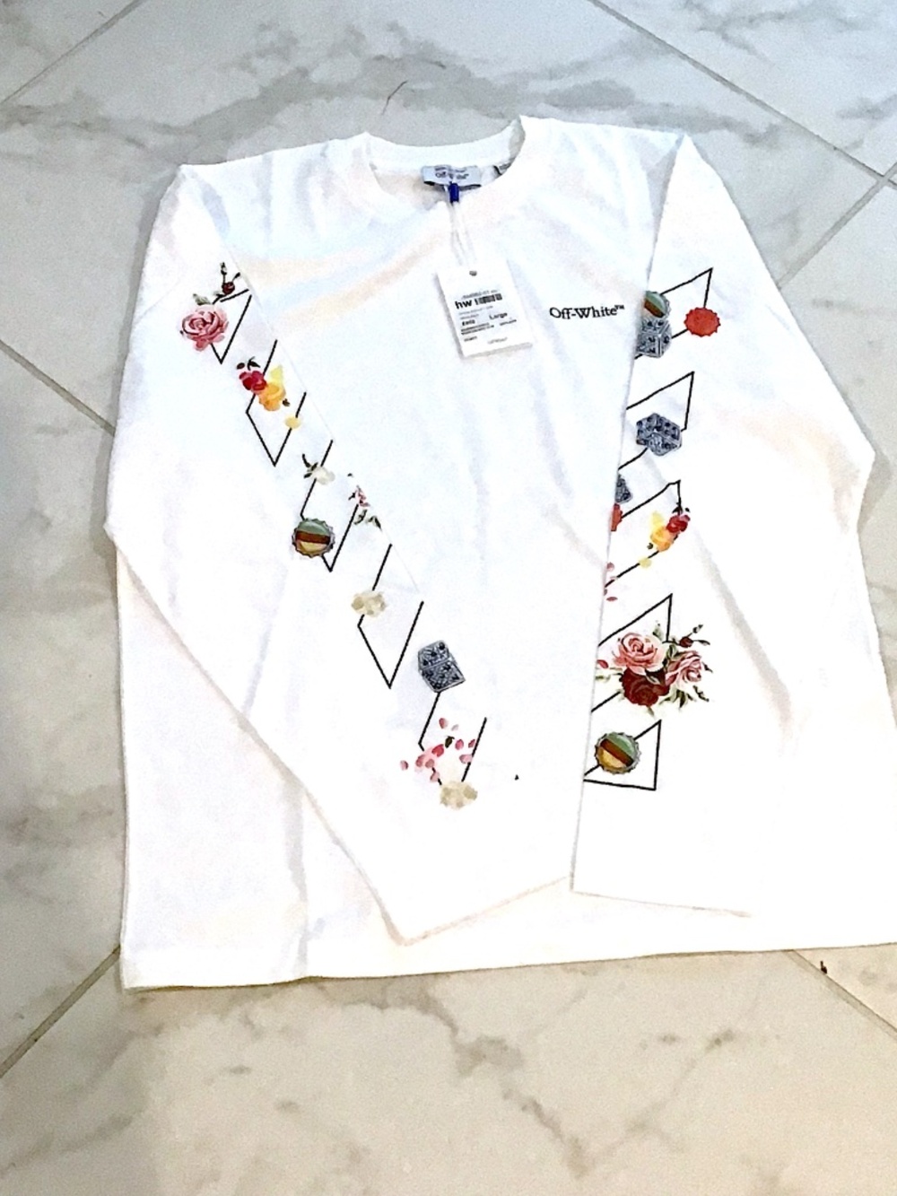 Very Rare NWT OFF-WHITE OFF DIAG SKATE LS T Sn99 (L) (SOLD OUT)